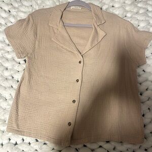Altar'd State Casual Beige Button Down Shirt